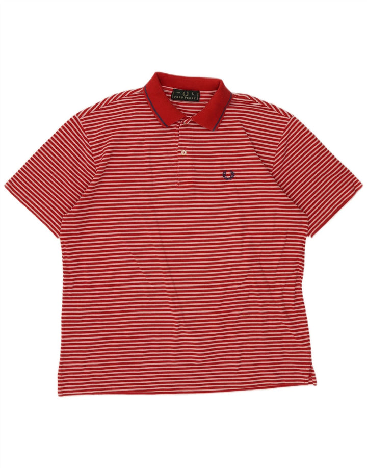FRED PERRY Polo para hombre grande a rayas rojas