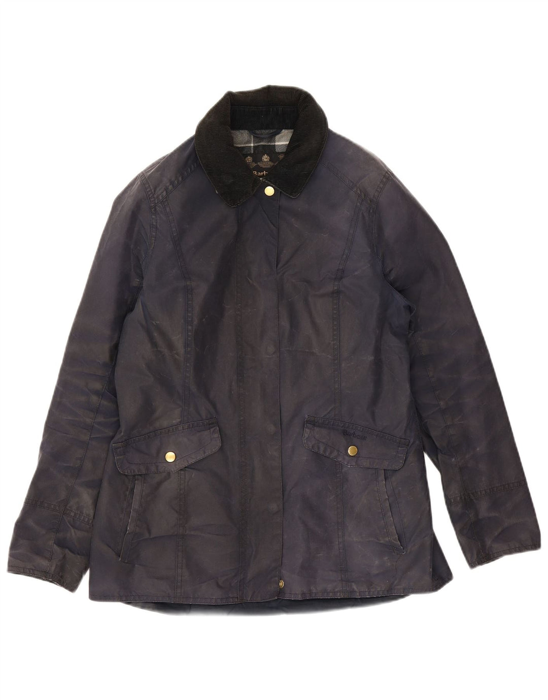 Barbour Chaqueta de algodón encerado para mujer Reino Unido 10 Pequeño Algodón azul marino