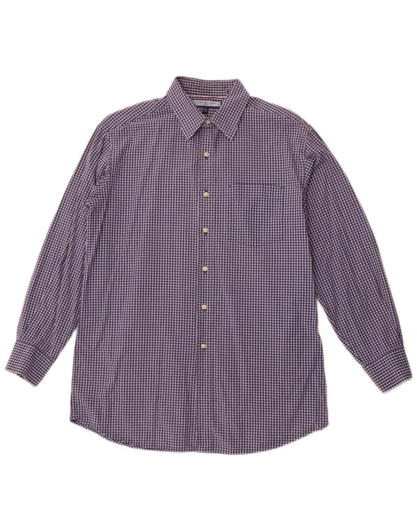 TOMMY HILFIGER Camisa a cuadros para hombre Talla 15 1/2 Mediana Azul marino Algodón