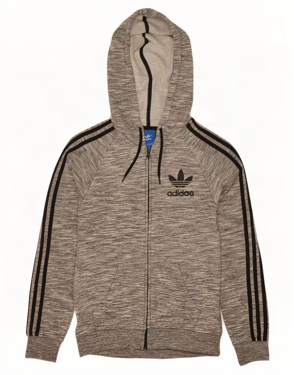 Adidas Sudadera con capucha y cremallera para hombre XS Algodón moteado gris