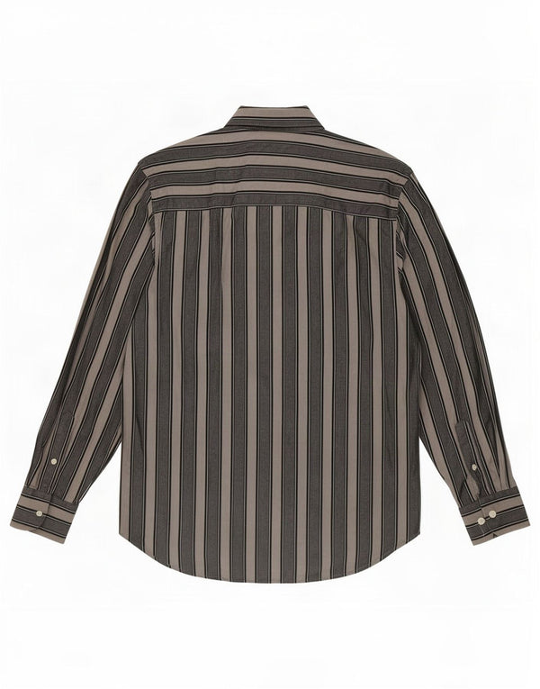 Camisa Lerros Hombre Algodón Rayas Gris Medio