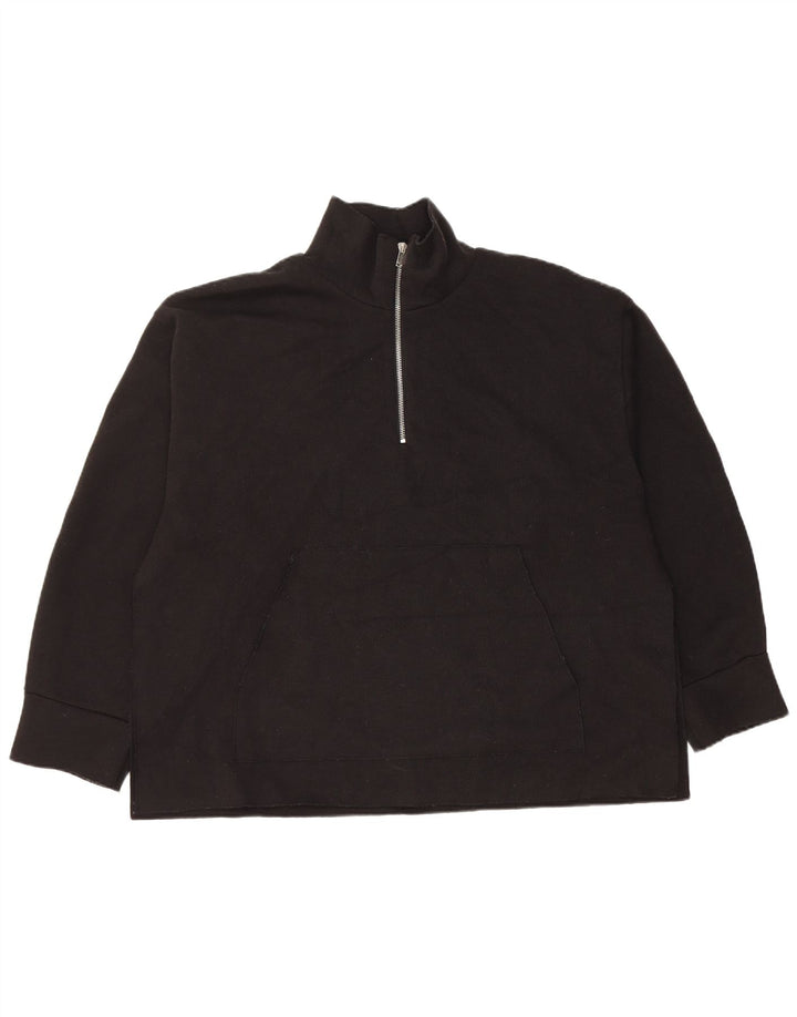 Zara Jersey extragrande con cuello y cremallera para mujer UK 44 Poliéster negro mediano