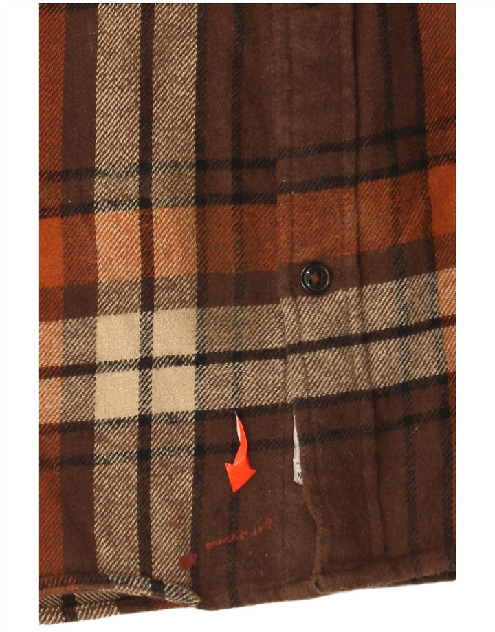 JACK & JONES Camisa de franela para hombre XL Algodón a cuadros marrón