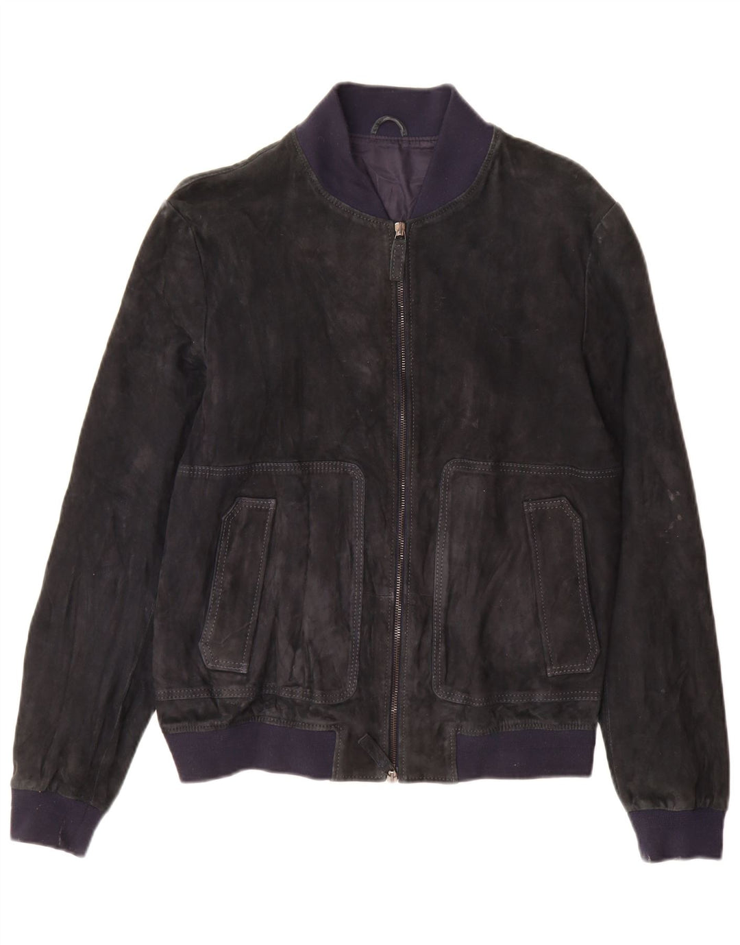 Jeckerson Chaqueta Bomber de Ante para Mujer UK 18 XL Azul Marino