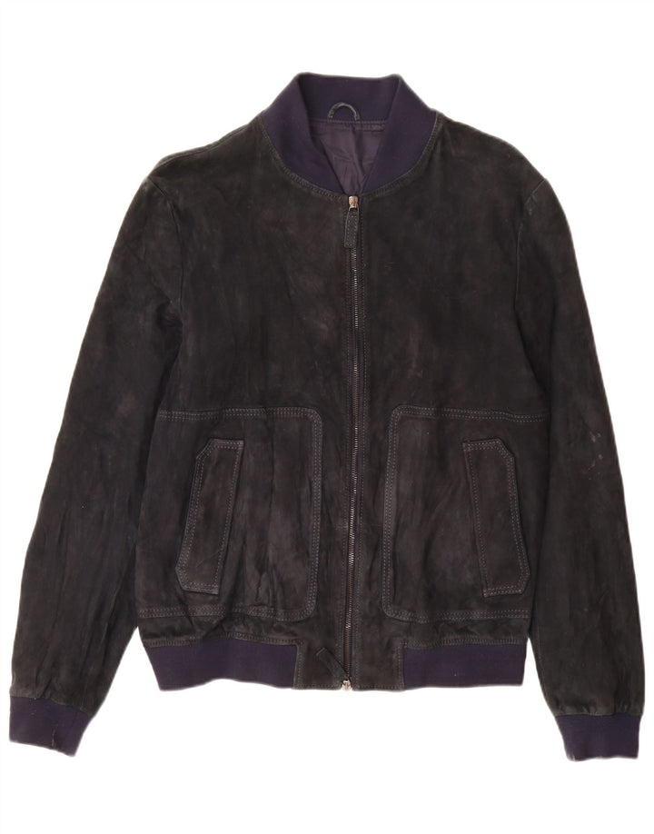 Jeckerson Chaqueta Bomber de Ante para Mujer UK 18 XL Azul Marino