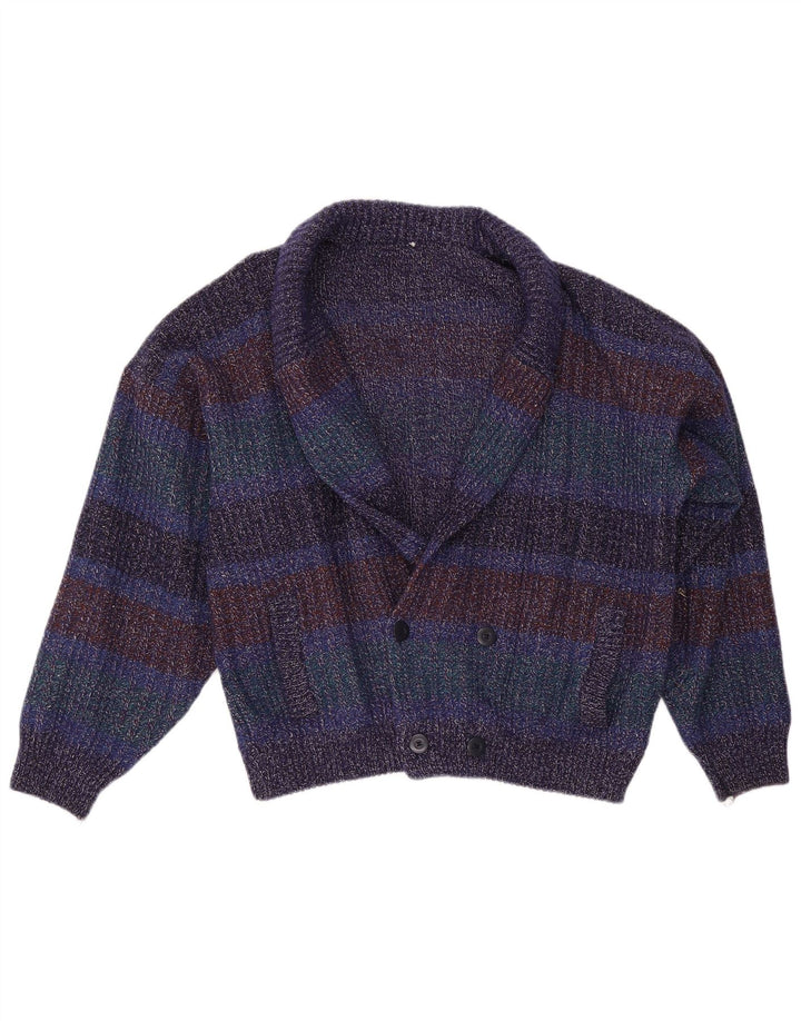 Vintage hombres Cardigan suéter IT 52 gran lana moteada multicolor