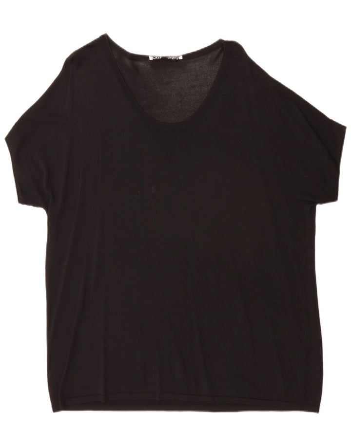 Zara Mujer Camiseta Extragrande Top UK 46 Large Negro