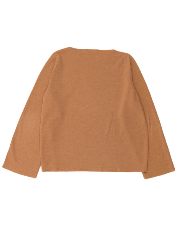 Zara Mujer Top Extragrande Manga Larga UK 46 Grande Algodón Marrón