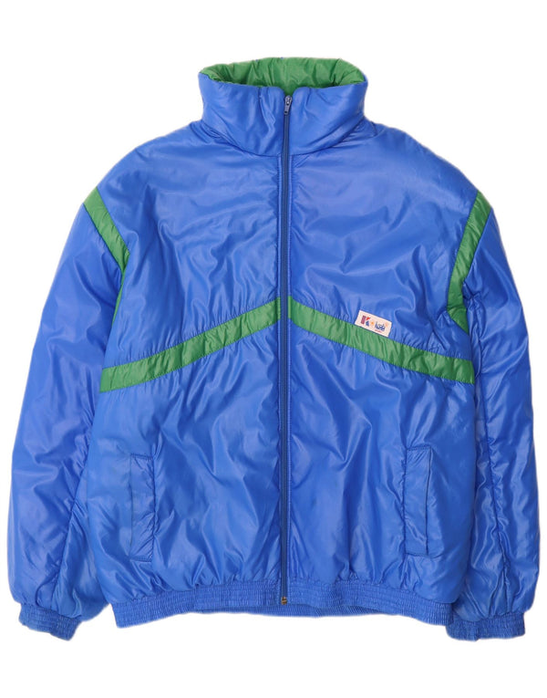 Chaqueta acolchada vintage para hombre IT 52 XL Azul Colorblock Poliamida