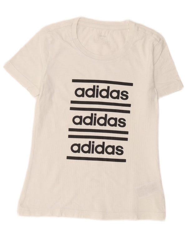 Adidas Camiseta gráfica para mujer Top UK 4 XS Algodón blanco