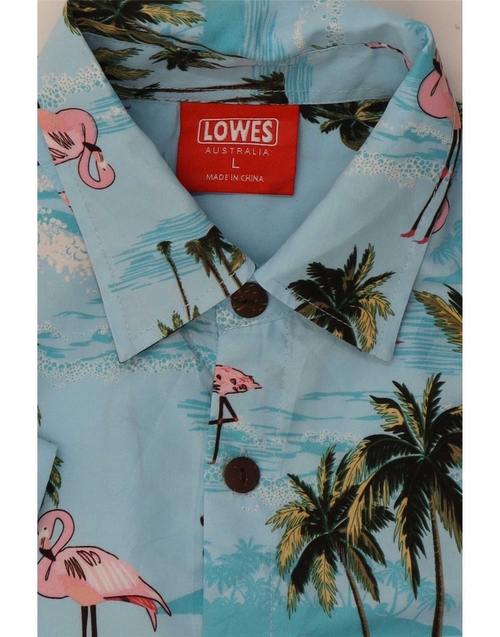 Lowes Camisa hawaiana de manga corta para hombre, talla grande, color azul