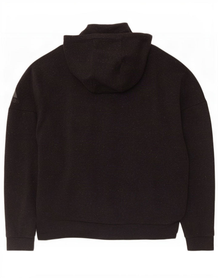 Adidas Hombre Zip Sudadera Con Capucha Suéter Medio Gris Moteado