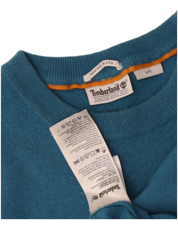 Timberland - Jersey de cuello redondo para mujer, talla 40, talla grande, lana azul