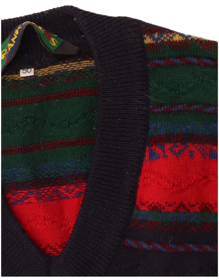 Frank Alexs Camiseta sin mangas para hombre IT 50 Medium Lana a rayas multicolor