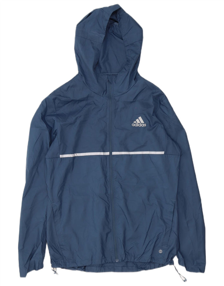 Adidas Chaqueta impermeable con capucha para hombre UK 38 Medium Azul marino Poliéster