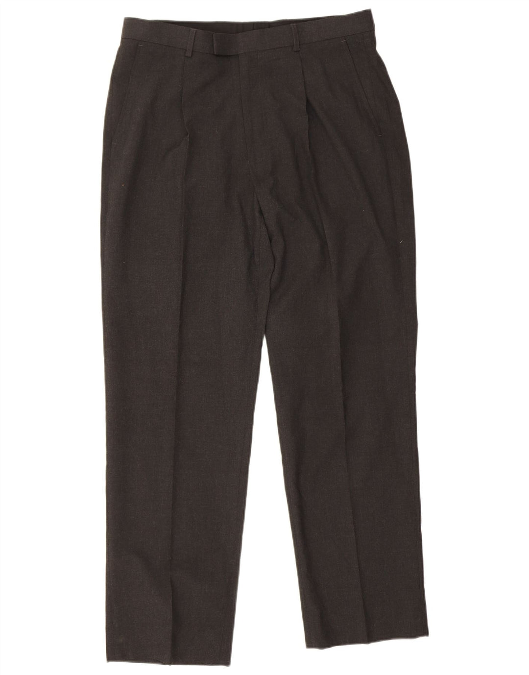 Marks & Spencer Pantalón de traje con pinzas para hombre W34 L31 Poliéster gris