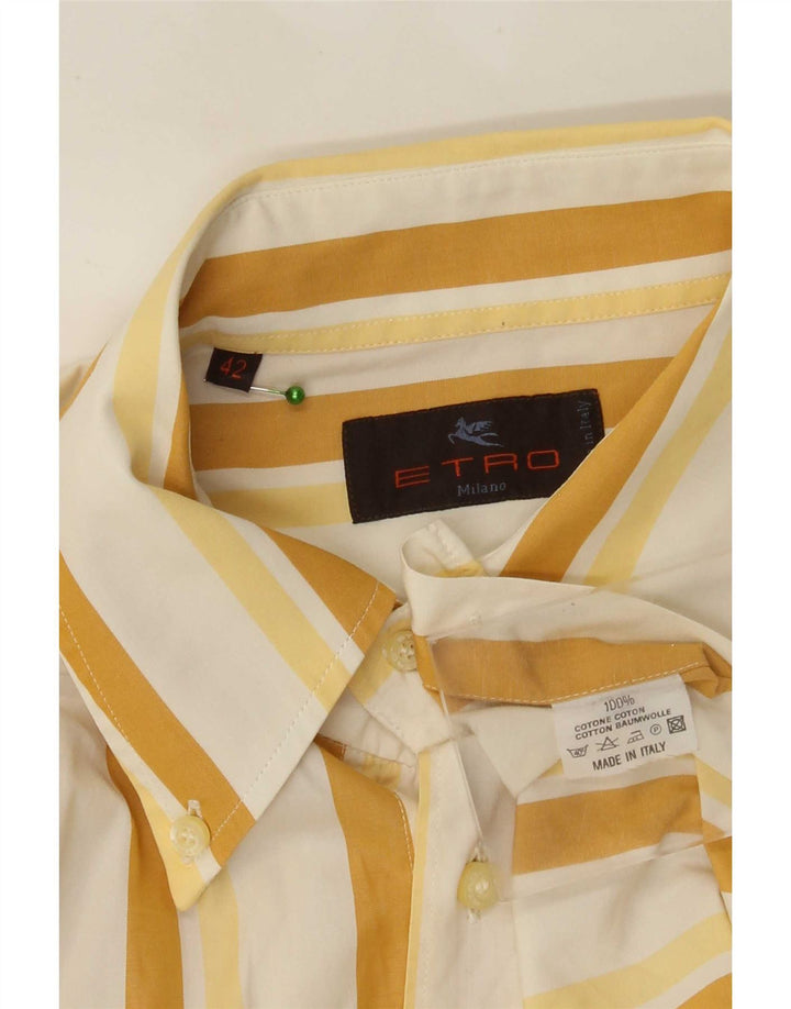 Camisa Etro Hombre Talla 42 Algodón Rayas Amarillas Grande