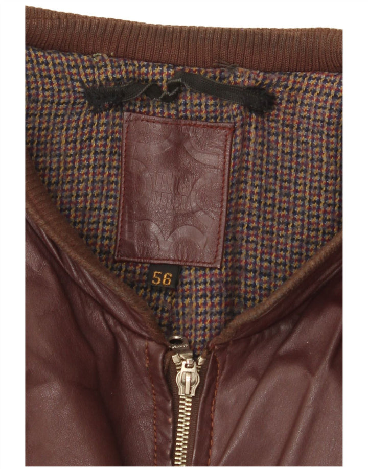 VINTAGE Chaqueta de cuero para hombre Reino Unido 38 Borgoña mediana