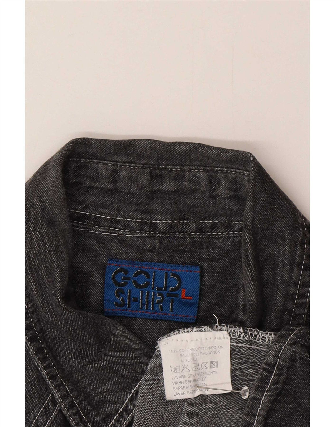 Camisa vintage para hombre de algodón gris grande