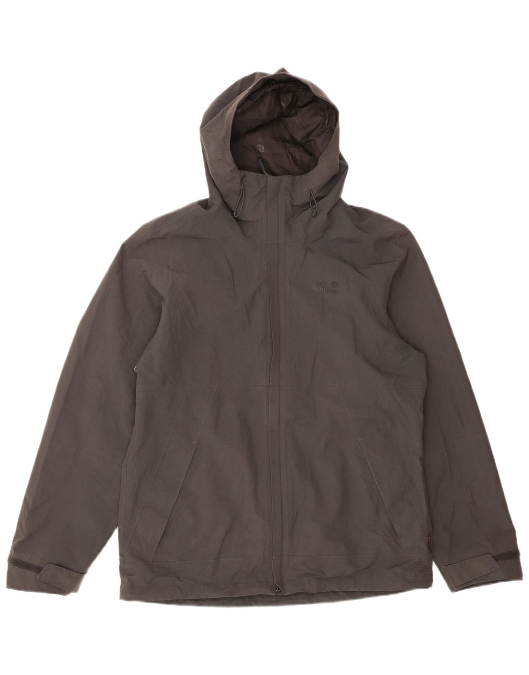JACK WOLFSKIN Chaqueta cortavientos con capucha para hombre UK 40 Poliéster gris medio