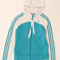 Adidas - Sudadera con capucha para mujer con cremallera, poliéster, color blanco mediano, Reino Unido 12