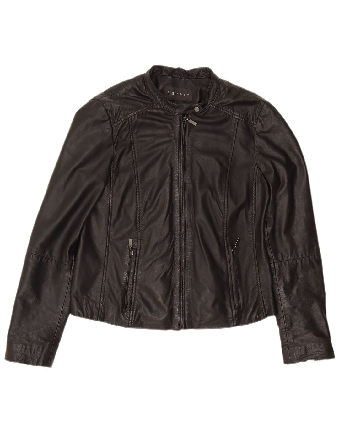Esprit Chaqueta de cuero para mujer UK 44 Grande Cuero negro