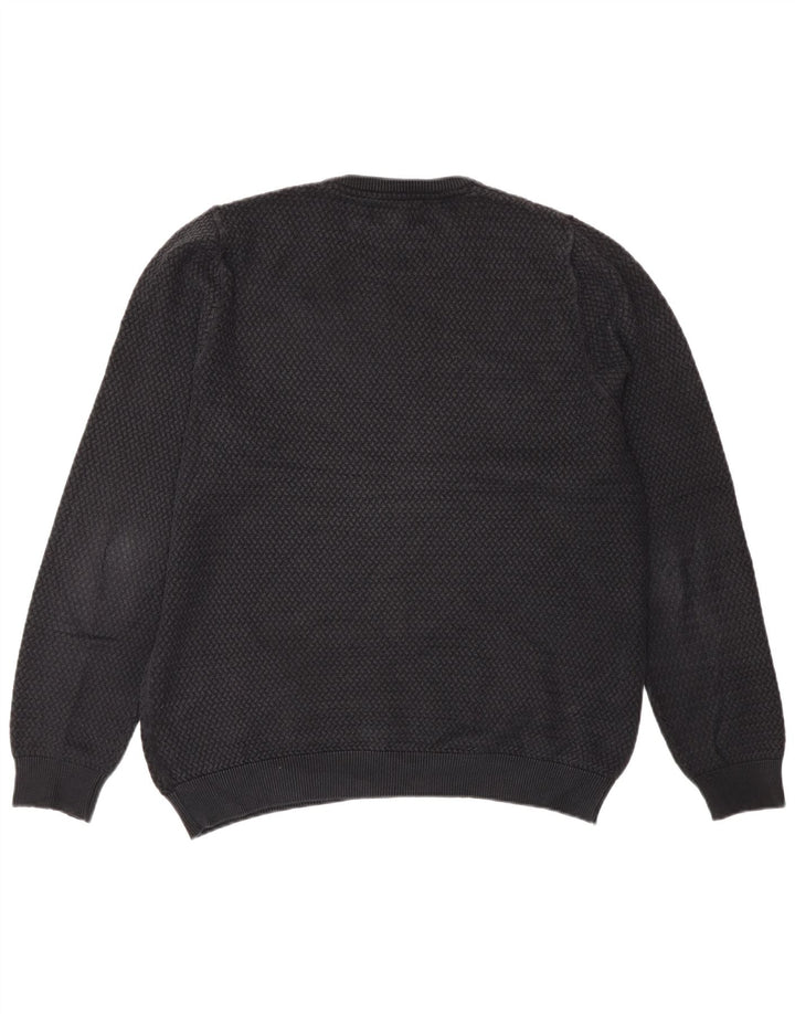 Marks & Spencer Suéter tipo jersey con cuello redondo y corte regular para hombre, talla grande, negro