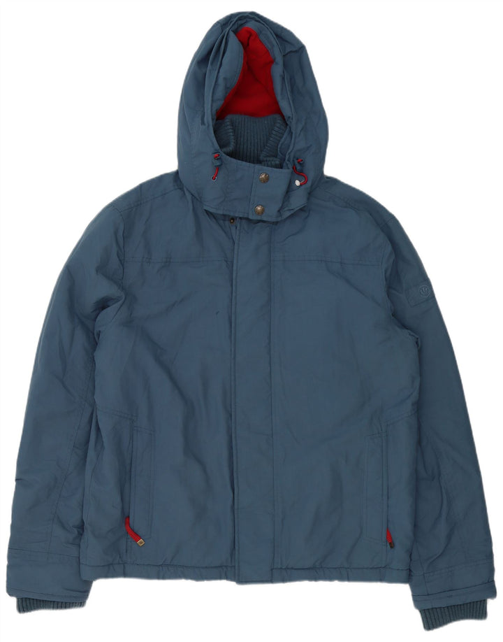 FAT FACE Chaqueta cortavientos con capucha para hombre UK 40 Large Nylon azul