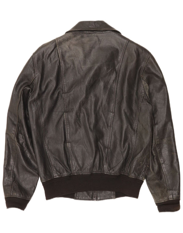 Vintage hombres chaqueta de cuero Reino Unido 36 pequeño negro