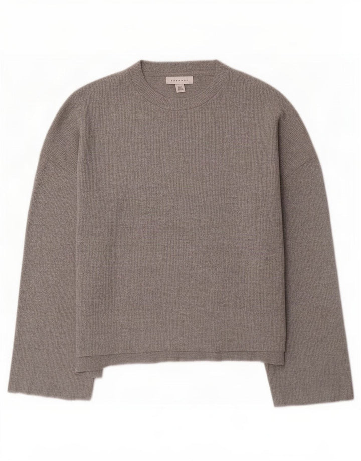 Topshop Top extragrande para mujer, manga 3/4, talla 40, talla pequeña, color gris