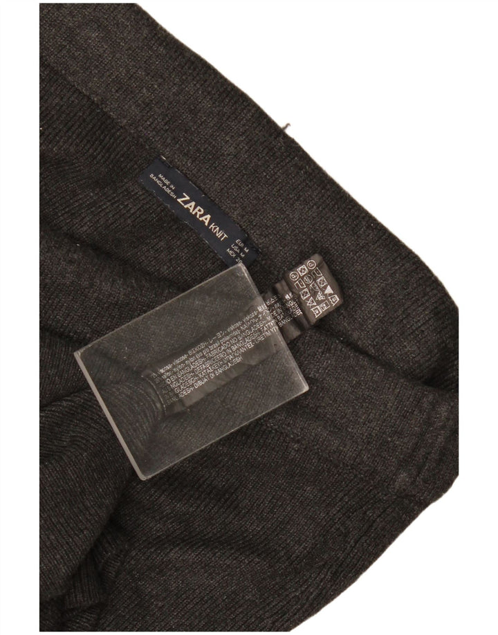 Zara Mujer Falda Recta De Punto Mediana W28 Viscosa Gris