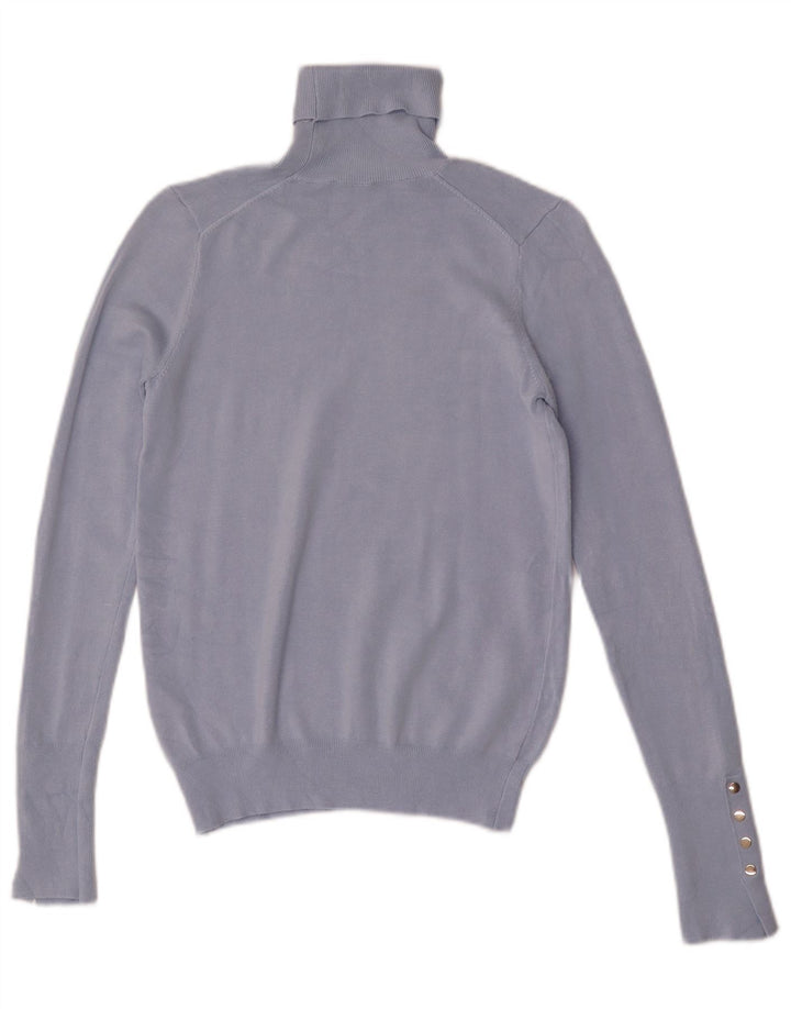 Zara Mujer Roll Neck Jumper Sweater UK 10 Small Blue Viscosa