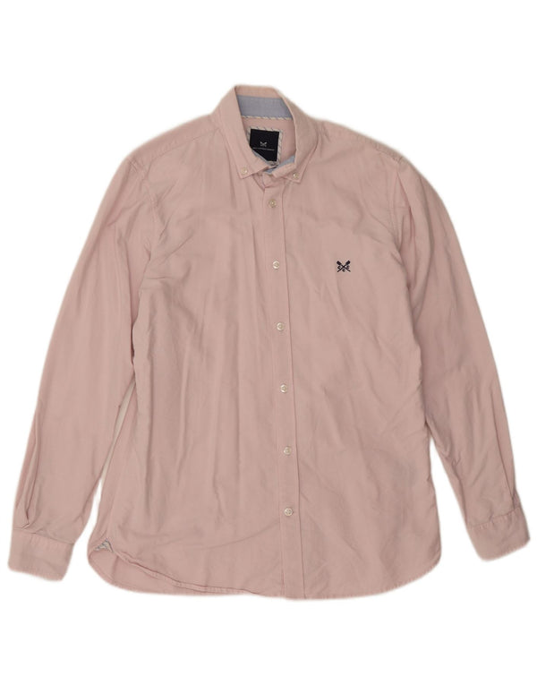 Crew Clothing Camisa ajustada para hombre de algodón rosa medio