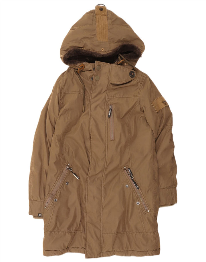 KHUJO Chaqueta parka con capucha para hombre UK 36 Small Marrón Poliéster