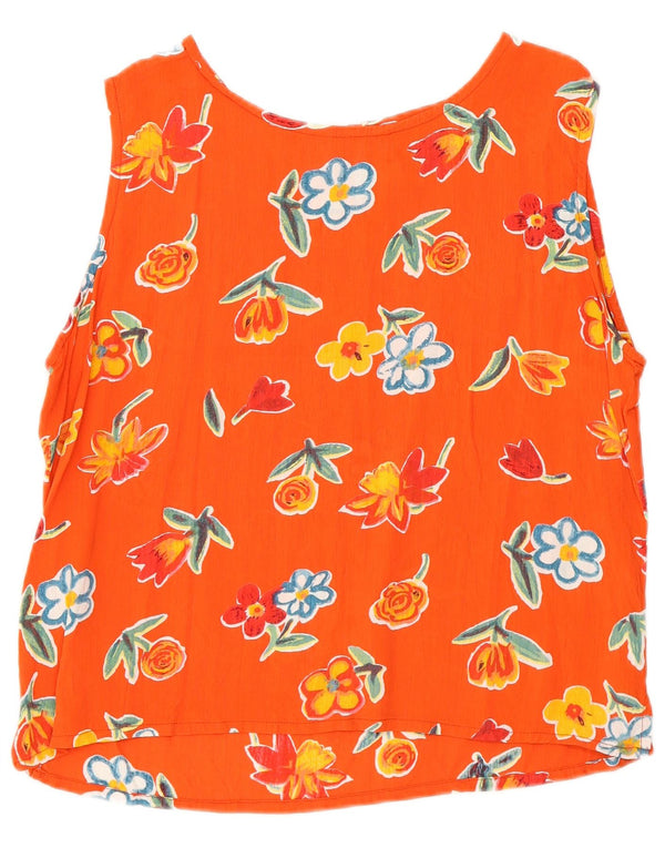 Amaranto Top sin mangas para mujer UK 44 Viscosa floral naranja grande