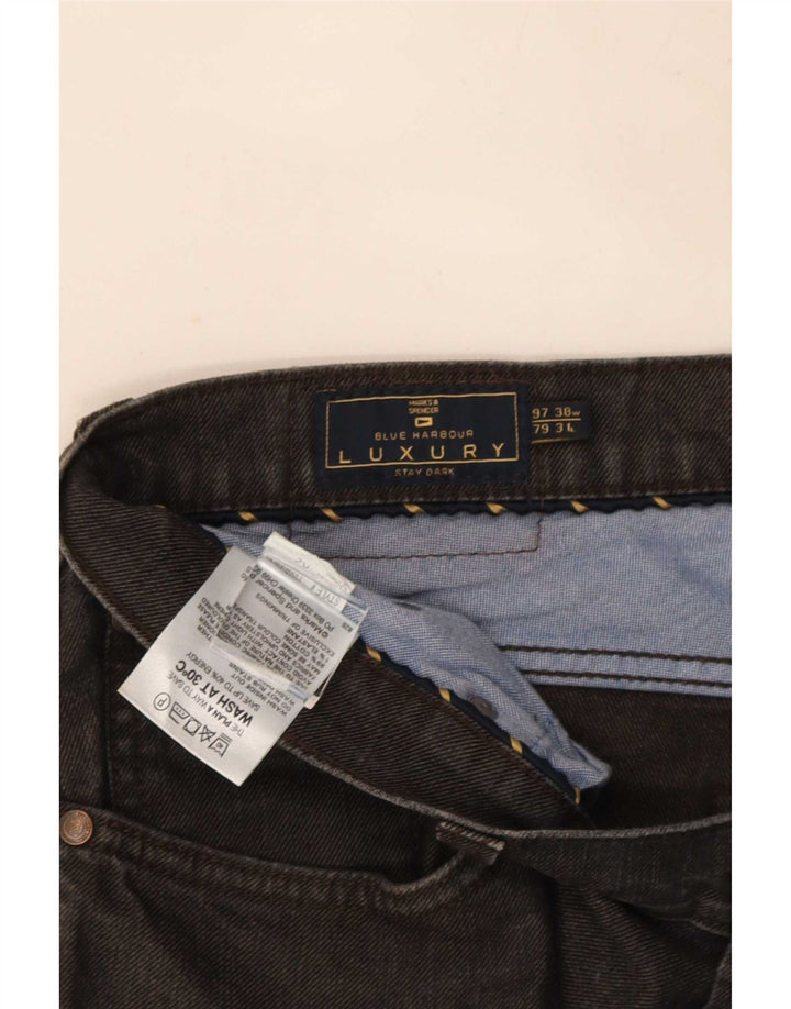 Marks & Spencer Vaqueros rectos Blue Harbor para hombre W38 L31 Algodón negro