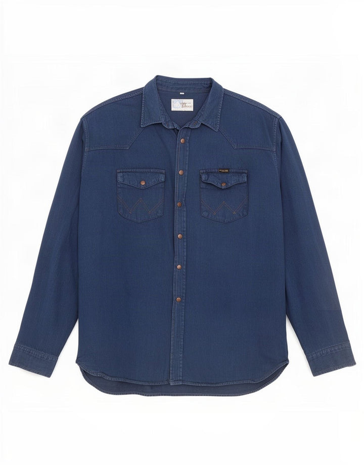 Camisa Wrangler Hombre XL Azul Marino Algodón