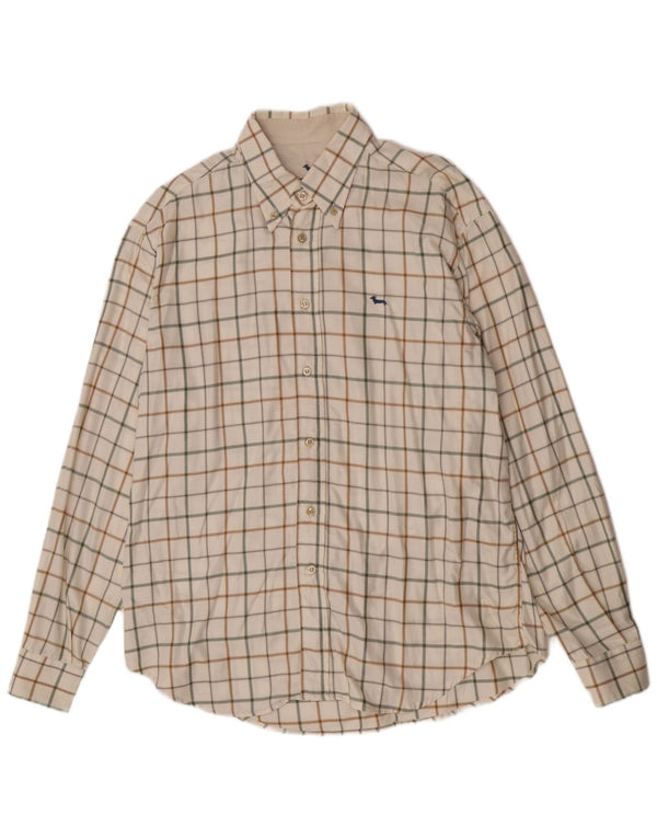 Harmont & Blaine Camisa para hombre 2XL Algodón a cuadros blanco roto