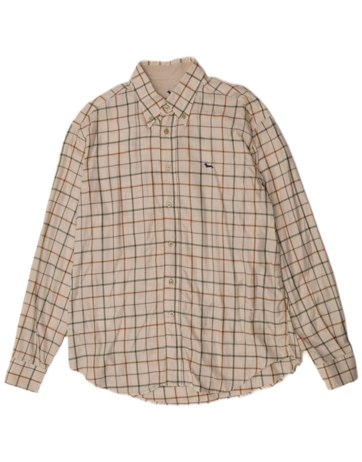 Harmont & Blaine Camisa para hombre 2XL Algodón a cuadros blanco roto