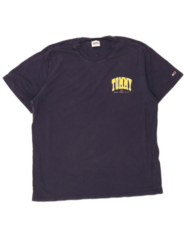 TOMMY HILFIGER Camiseta gráfica para hombre Top XL Azul marino Algodón