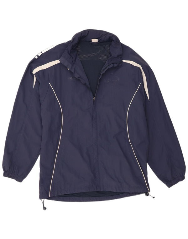 Asics Chaqueta impermeable con capucha para hombre UK 40 Large Azul marino Colorblock Nylon