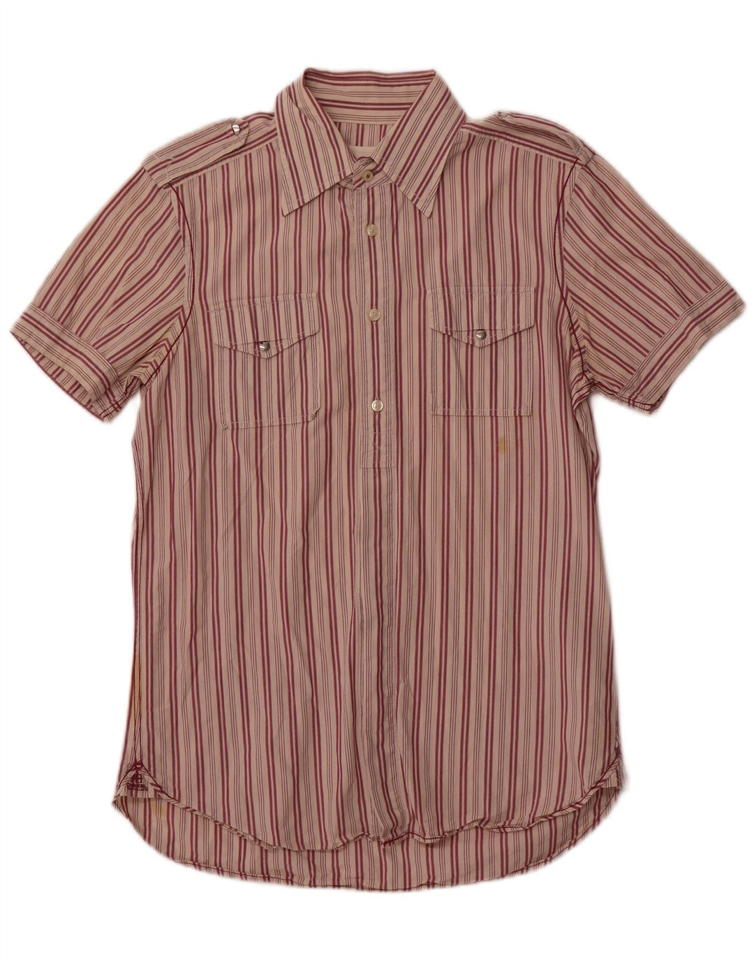Diesel Hombre Camisa De Manga Corta De Algodón A Rayas Roja Mediana