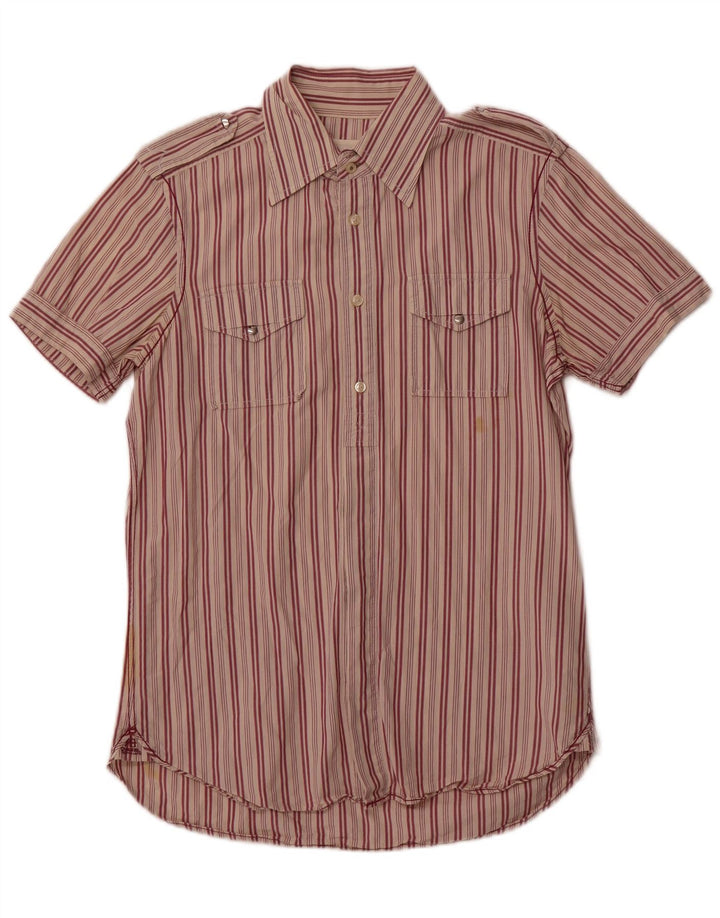 Diesel Hombre Camisa De Manga Corta De Algodón A Rayas Roja Mediana