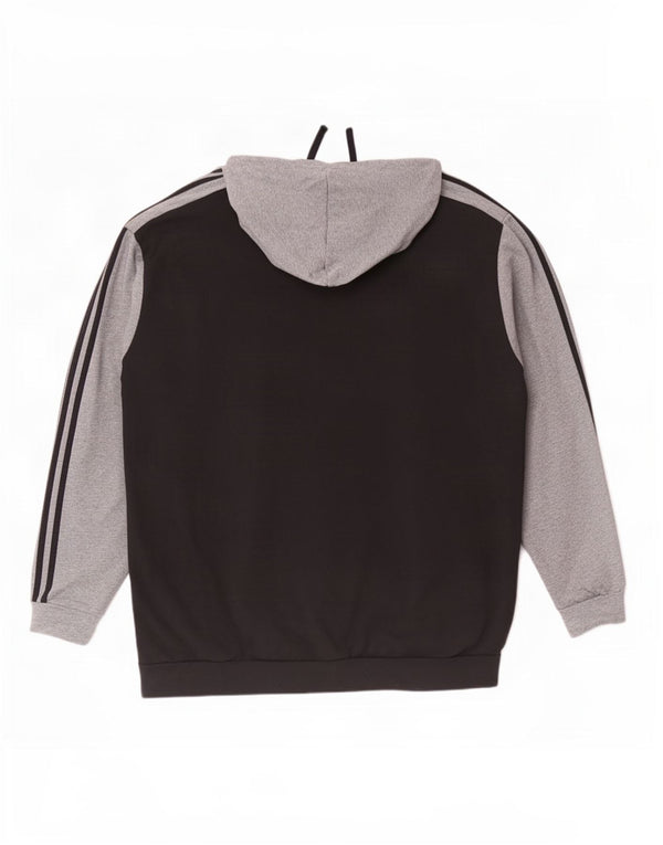 Adidas - Sudadera con capucha y cremallera para hombre, talla 4XL, algodón negro con bloques de color