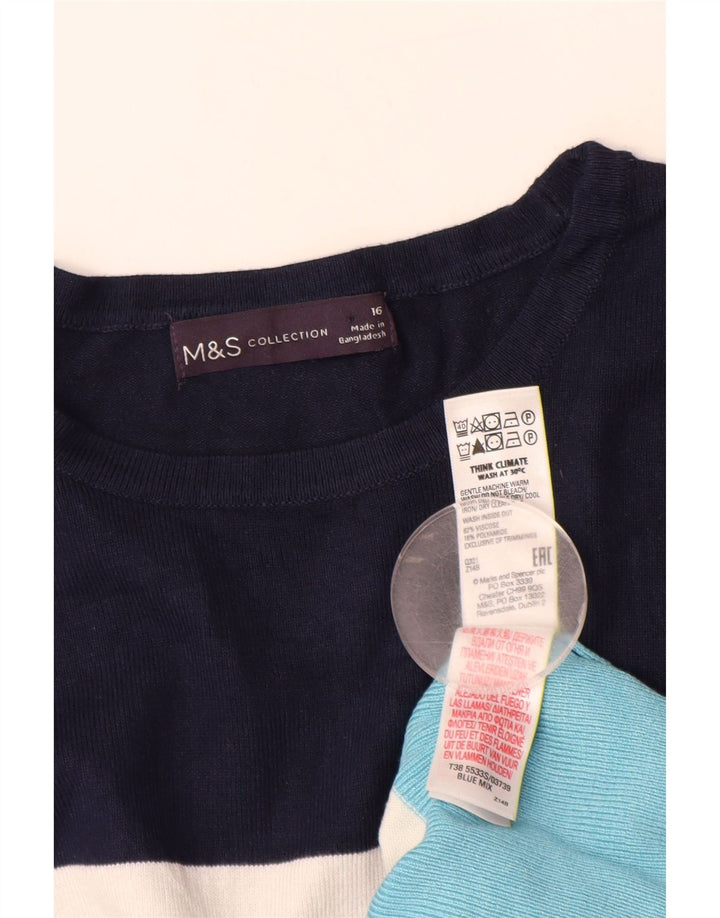 MARKS & SPENCER Suéter tipo jersey con cuello barco para mujer Reino Unido 46 Grande Azul a rayas