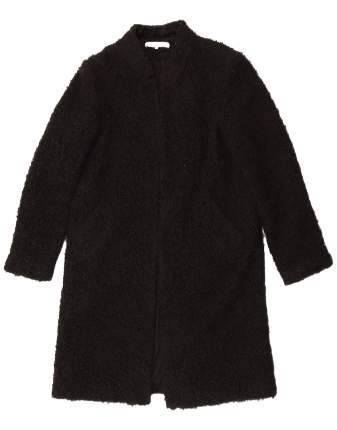 Zara Mujer Teddy Open Abrigo Reino Unido 44 Medio Negro Acrílico