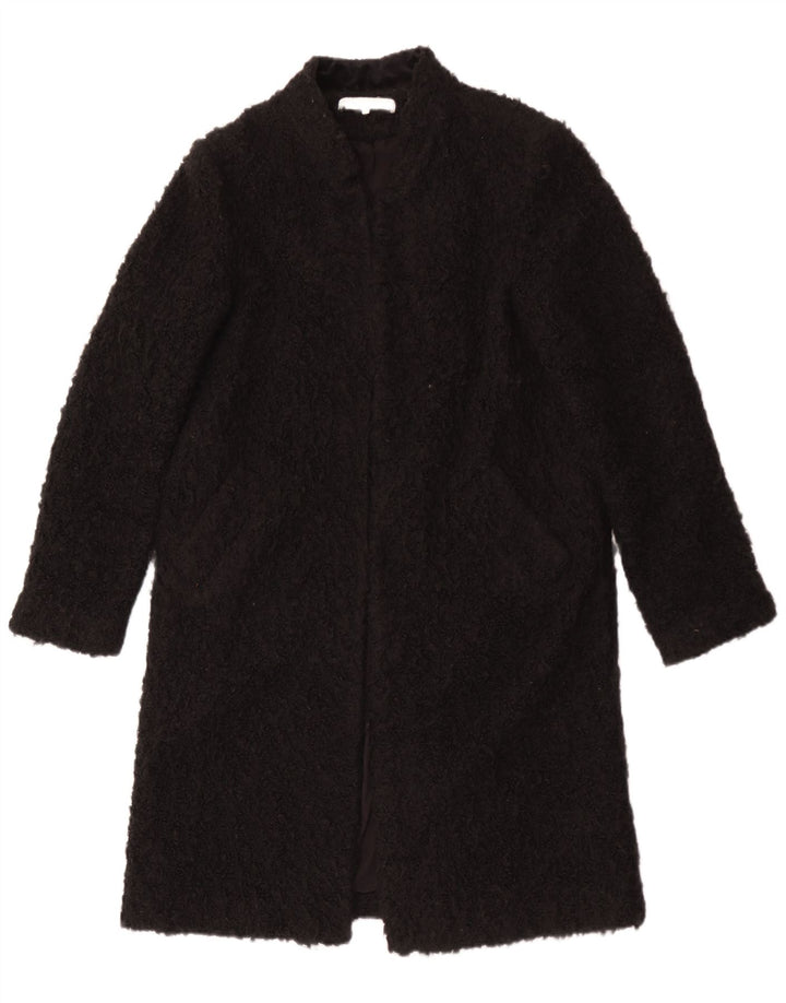 Zara Mujer Teddy Open Abrigo Reino Unido 44 Medio Negro Acrílico