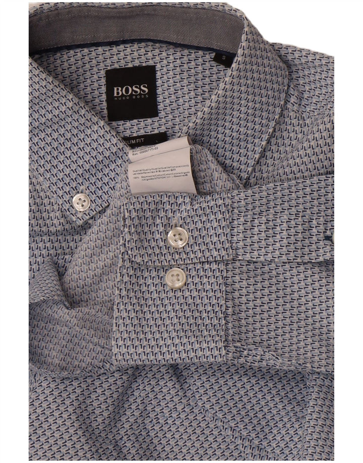 Camisas HUGO BOSS Hombre | Camisa ajustada con estampado abstracto de algodón azul pequeño