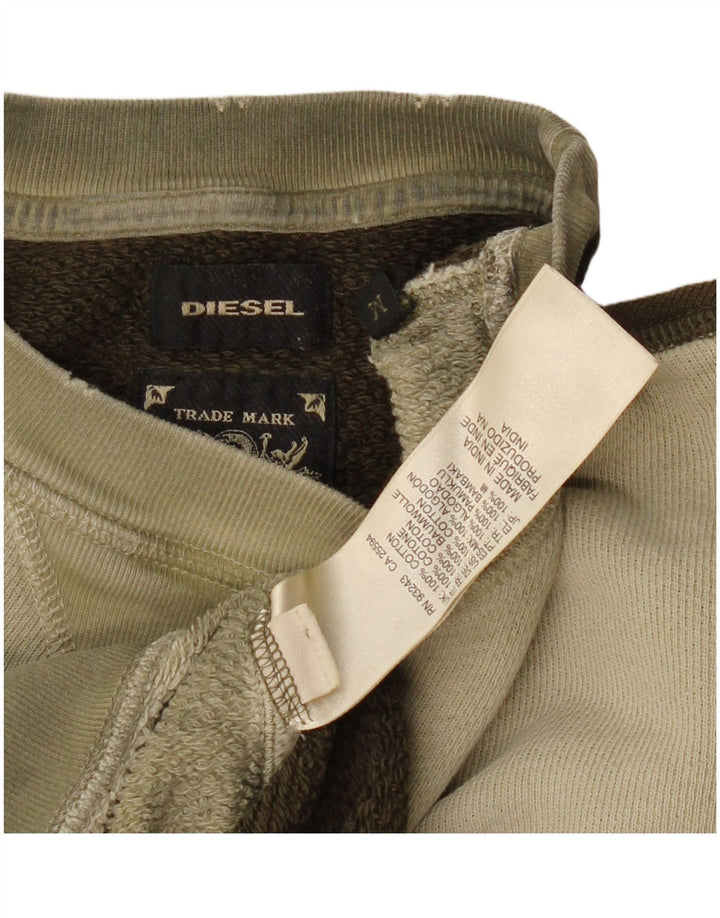 Diesel Hombre Sudadera Jumper Medium Khaki Colorblock Algodón