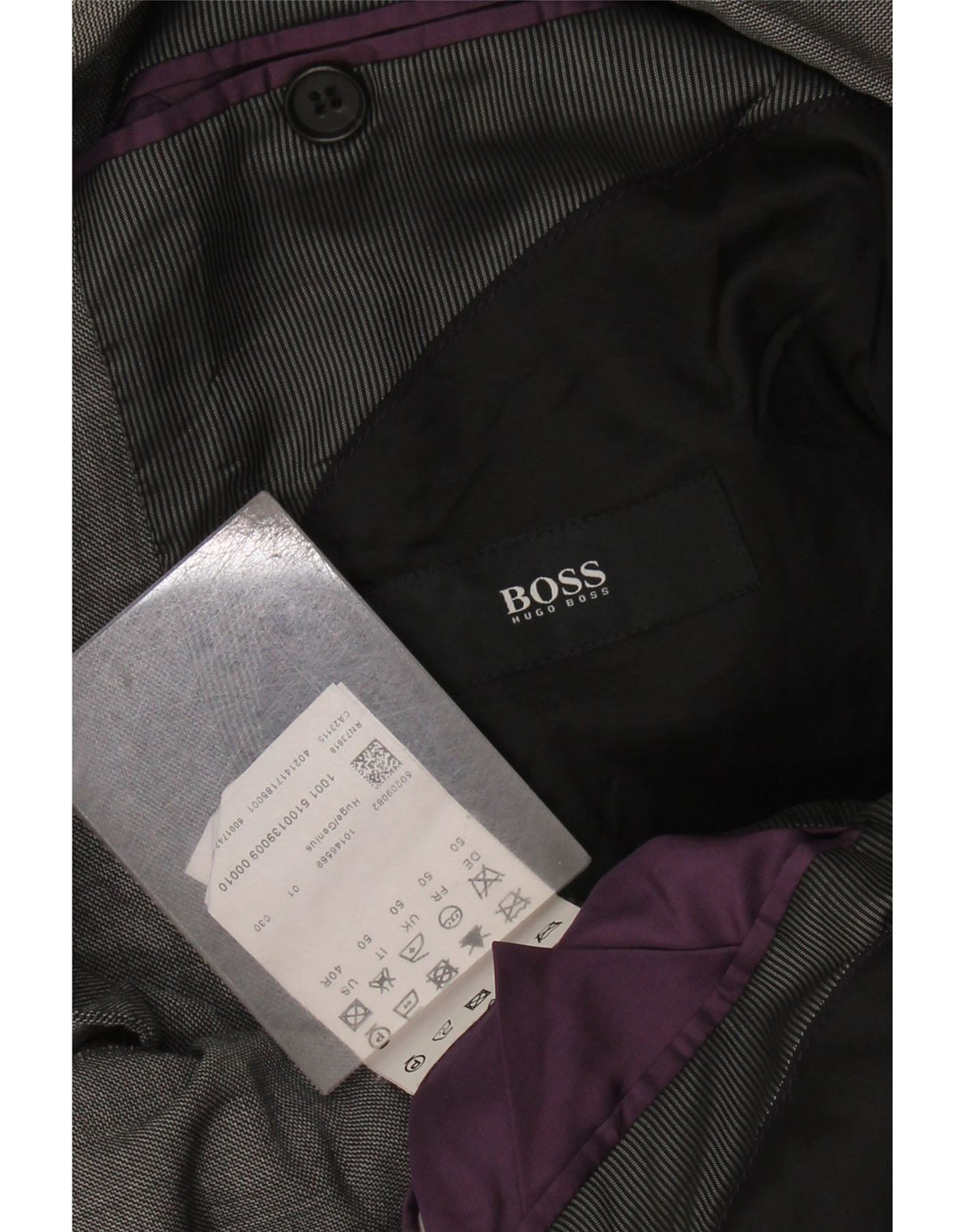 HUGO BOSS Chaqueta tipo blazer de 2 botones para hombre EU 50 Grande Gris Lana virgen
